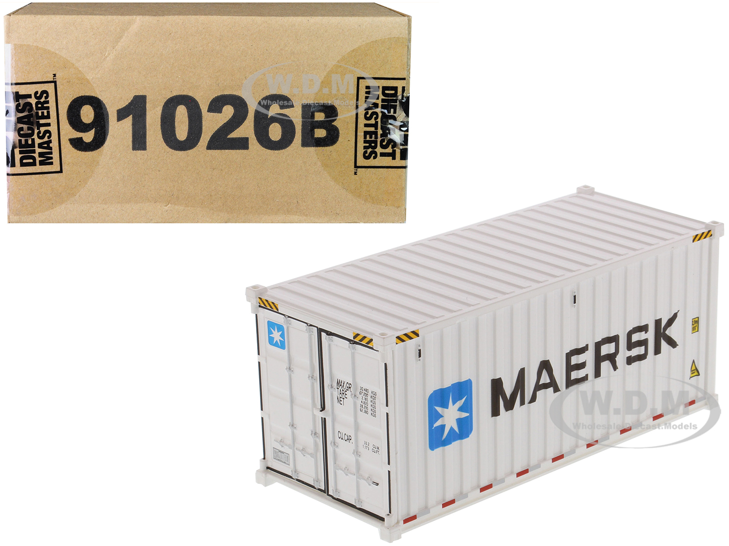 20 Refrigerated Sea Container "maersk" White "transport Series" 1/50 Model By Diecast Masters