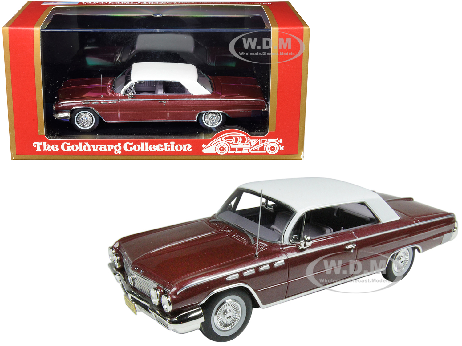 1962 Buick Electra 225 Burgundy Metallic With White Top Limited Edition To 210 Pieces Worldwide 1/43 Model Car By Goldvarg Collection