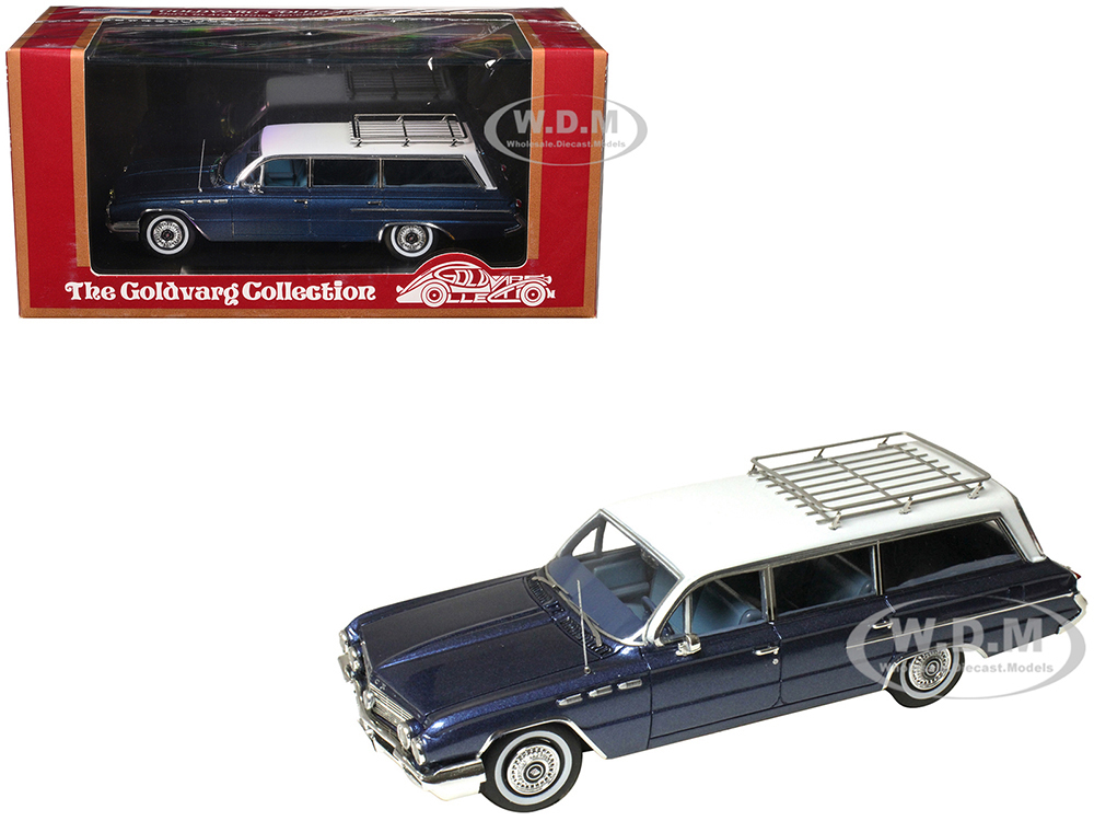 1962 Buick Invicta Station Wagon Cadet Blue Metallic with White Top and Blue Interior Limited Edition to 200 pieces Worldwide 1/43 Model Car by Goldvarg Collection