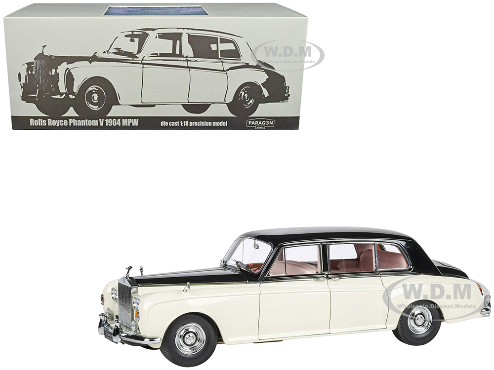 1965 Rolls Royce Phantom V Duotone Ivory White And Masons Black 1/18 Diecast Model Car By Paragon Models