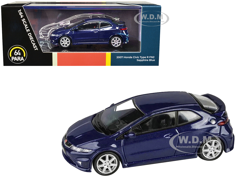 2007 Honda Civic Type R FN2 Sapphire Blue Metallic 1/64 Diecast Model Car By Paragon Models