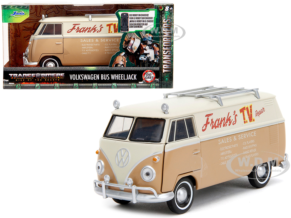 Volkswagen Bus "WheelJack" Tan and Beige "Franks TV Repair" "Transformers Rise of the Beasts" (2023) Movie "Hollywood Rides" Series 1/32 Diecast Mode