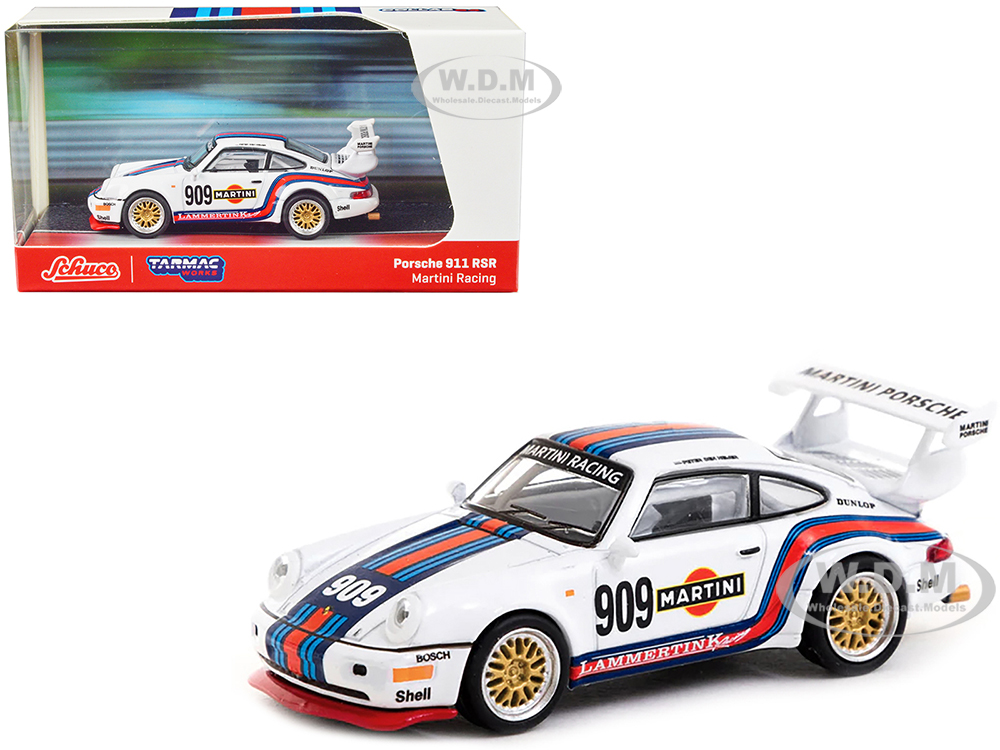 Porsche 911 RSR #909 Martini Racing White with Stripes Collab64 Series 1/64 Diecast Model Car by Schuco & Tarmac Works