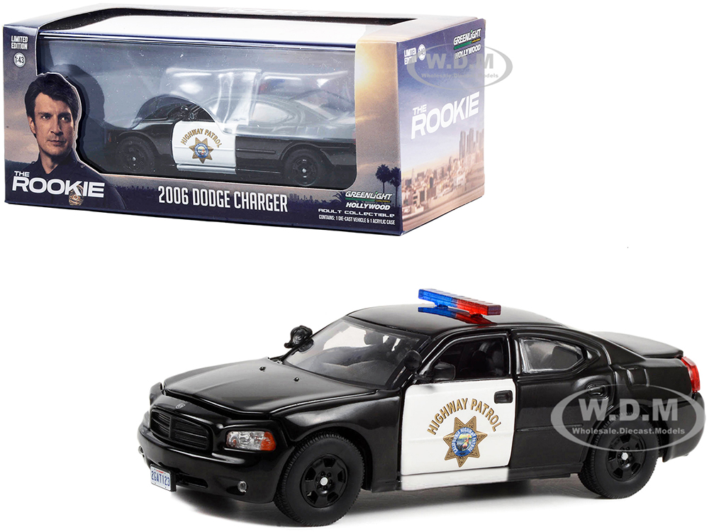 2006 Dodge Charger Police CHP (California Highway Patrol) Black The Rookie (2018-Current) TV Series 1/43 Diecast Model Car by Greenlight