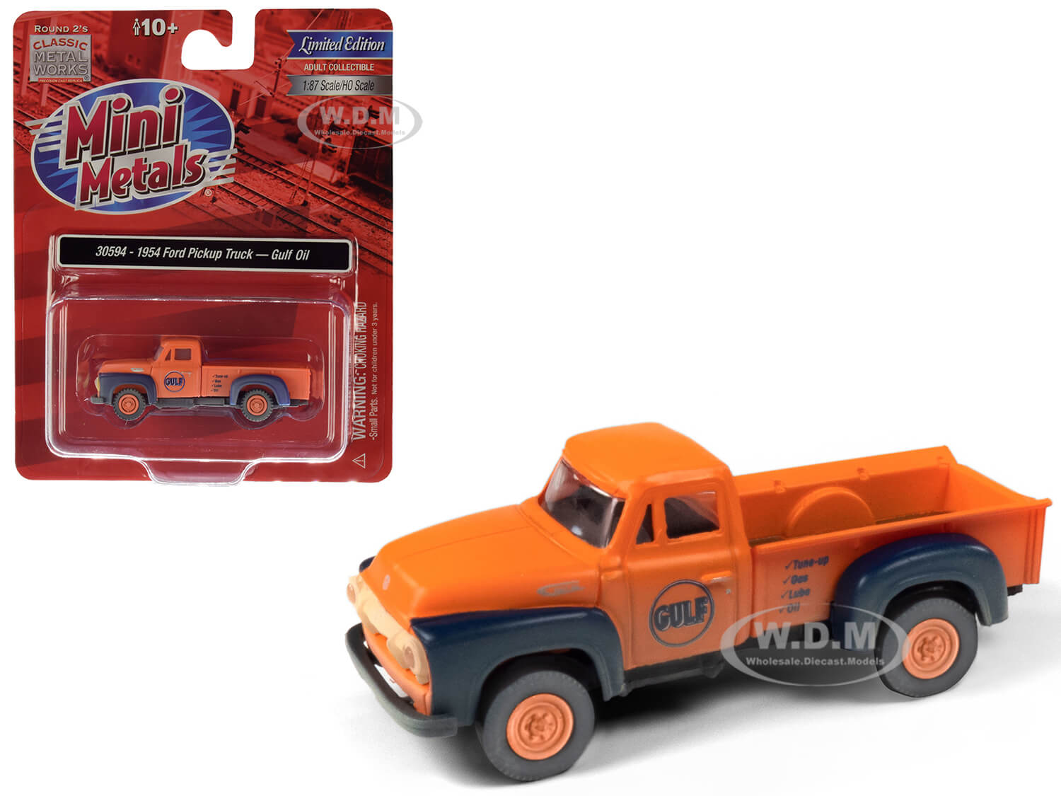 1954 Ford Pickup Truck "gulf Oil" Orange (dirty/weathered) 1/87 (ho) Scale Model Car By Classic Metal Works