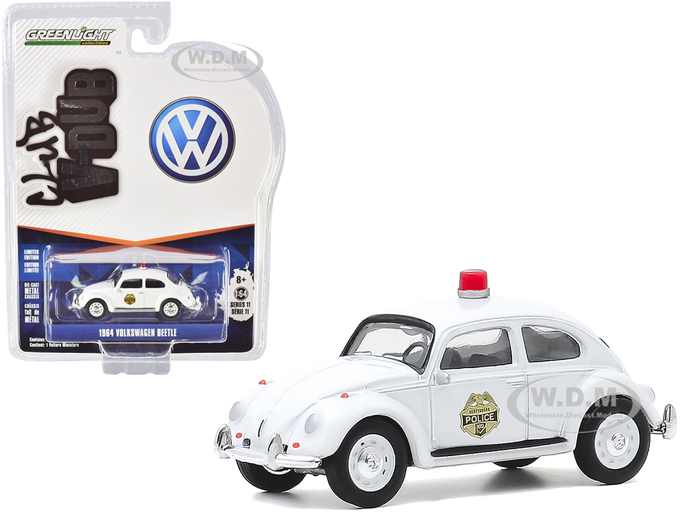 Image of 1964 Volkswagen Beetle Police Car White "Scottsboro Police Department" (Scottsboro Alabama) "Club Vee V-Dub" Series 11 1/64 Diecast Model Car by Gree