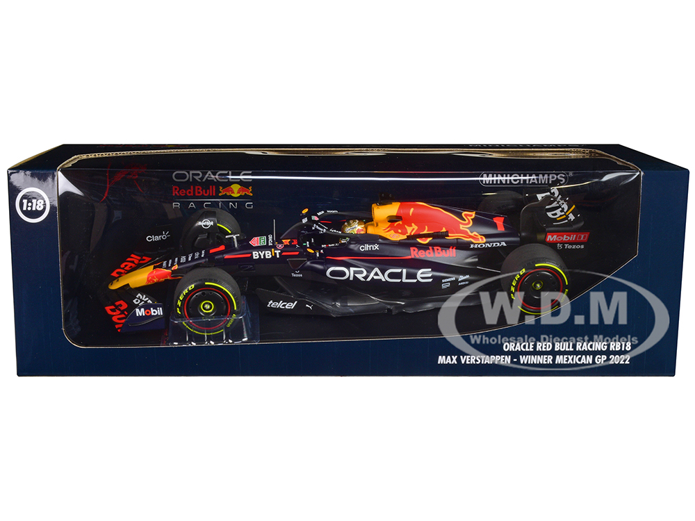 Red Bull Racing RB18 1 Max Verstappen "Oracle" Winner F1 Formula One "Mexican GP" (2022) with Driver Limited Edition to 258 pieces Worldwide 1/18 Die