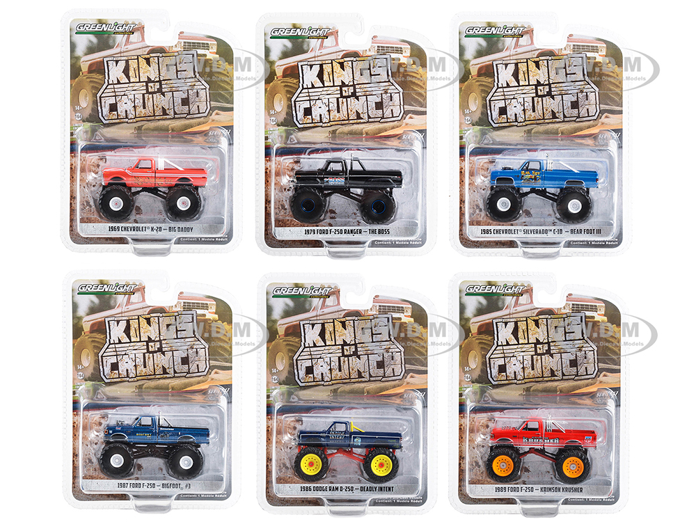 "Kings of Crunch" Set of 6 Monster Trucks Series 13 1/64 Diecast Model Trucks by Greenlight