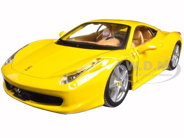 Ferrari 458 Italia Yellow 1/24 Diecast Model Car By Bburago