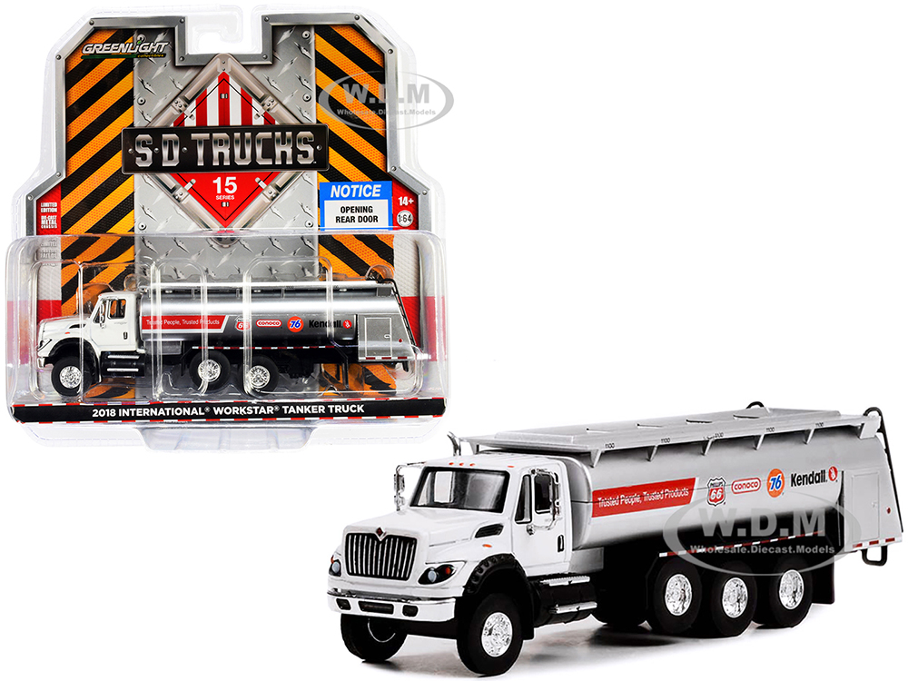 2018 International WorkStar Tanker Truck White and Silver S.D. Trucks Series 15 1/64 Diecast Model by Greenlight