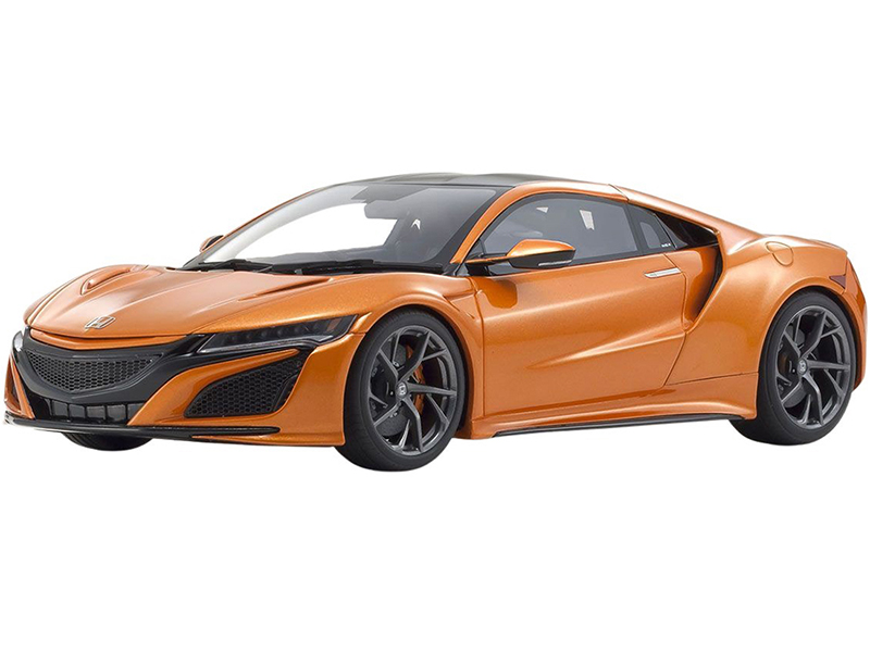 Image of Honda NSX RHD (Right Hand Drive) Orange Metallic with Carbon Top 1/18 Model Car by Kyosho