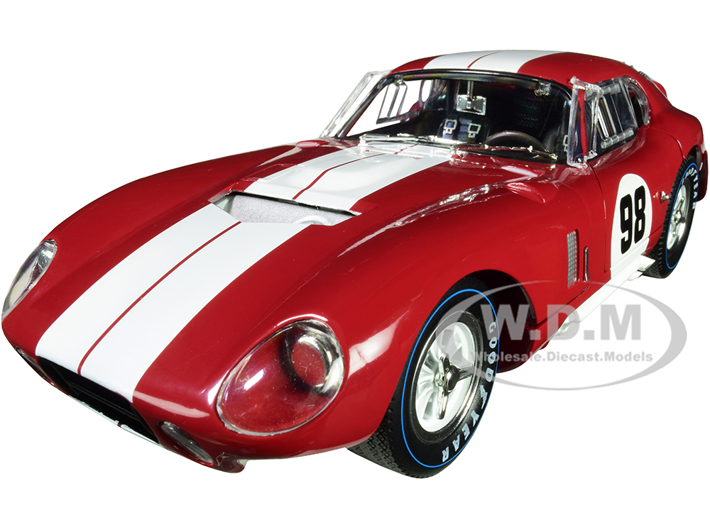 1965 Shelby Cobra Daytona Coupe 98 Red with White Stripes 1/18 Diecast Model Car by Shelby Collectibles