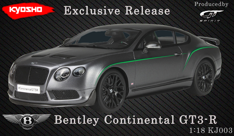 Bentley Continental Gt3-r Satin Grey Limited Edition 1/18 Model Car By Gt Spirit For Kyosho