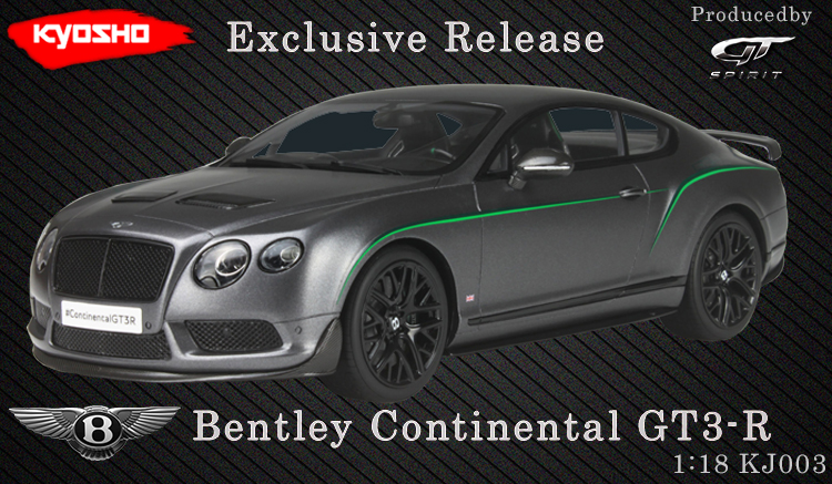 Image of Bentley Continental GT3-R Satin Grey Limited Edition 1/18 Model Car by GT Spirit for Kyosho