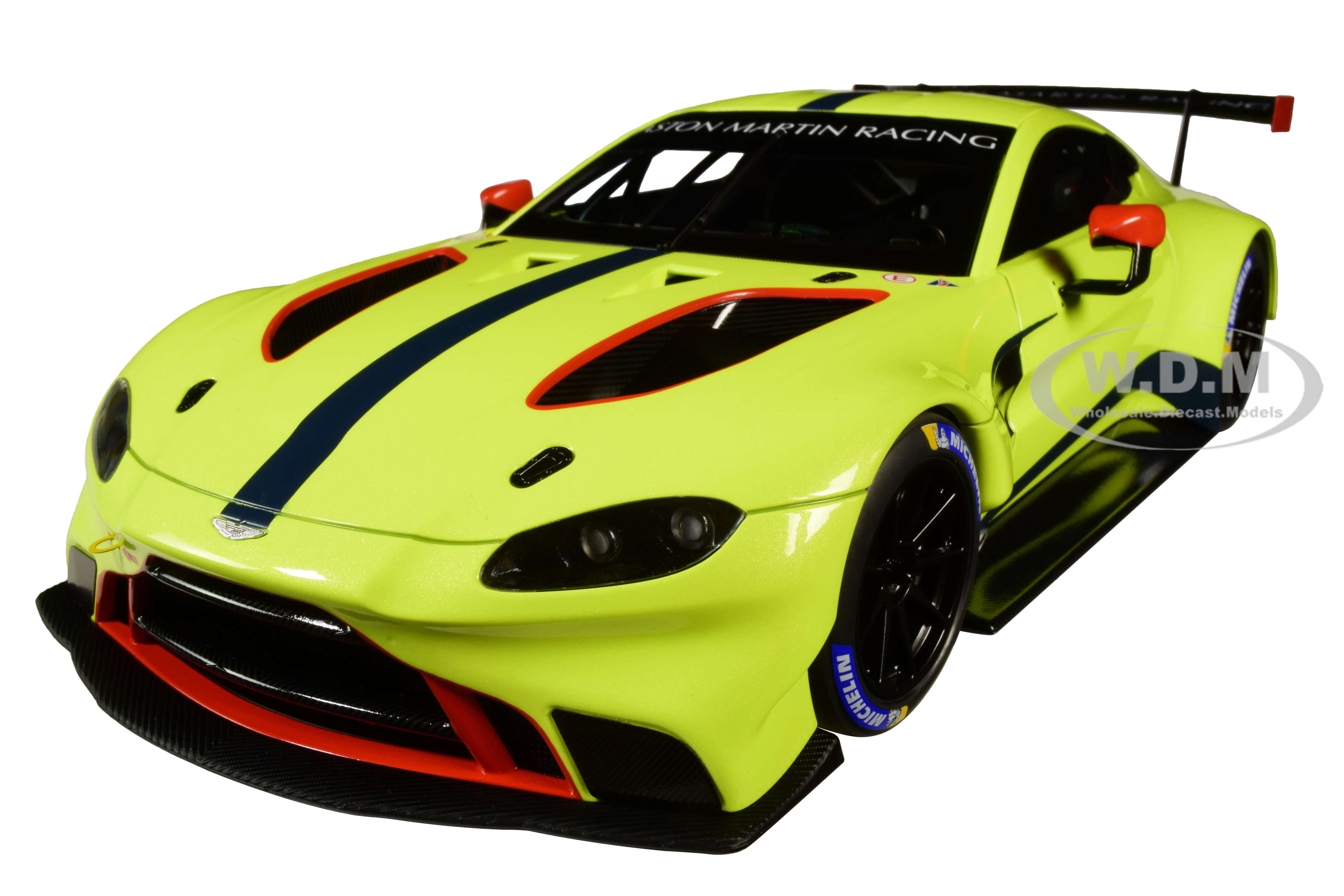 2018 Aston Martin Vantage GTE Le Mans PRO Presentation Car Lemon Green Metallic with Carbon and Red Accents Aston Martin Racing 1/18 Model Car by Autoart