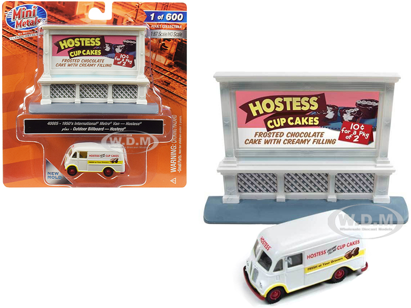 1950 International Metro Van White With Outdoor Billboard "hostess" 1/87 (ho) Scale Model By Classic Metal Works
