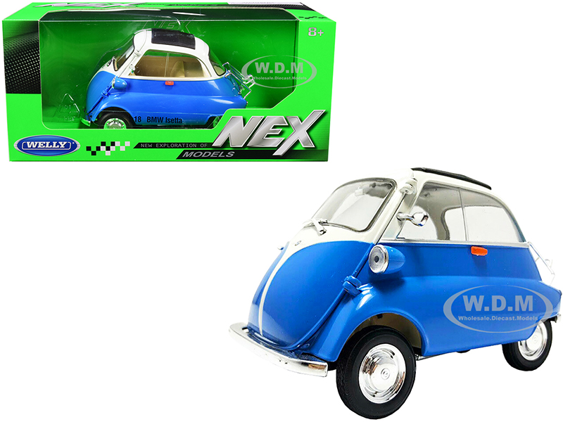 BMW Isetta Blue and White NEX Models 1/18 Diecast Model Car by Welly
