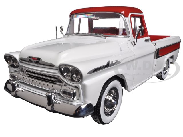 1958 Chevrolet Apache Cameo Pickup Truck Ivory/red 1/24 Diecast Model By M2 Machines