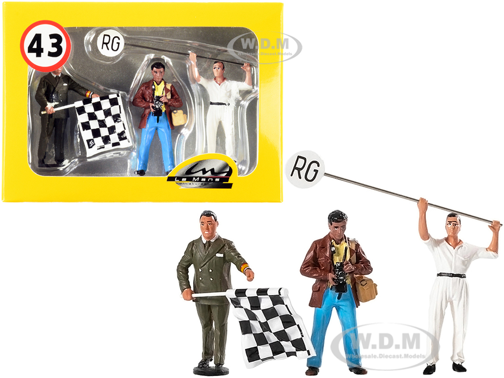 Set of 3 Figurines Robert (Photographer) Leon Swen (Race Director) and Manfred (The Mechanic) for 1/43 Scale Models by Le Mans Miniatures