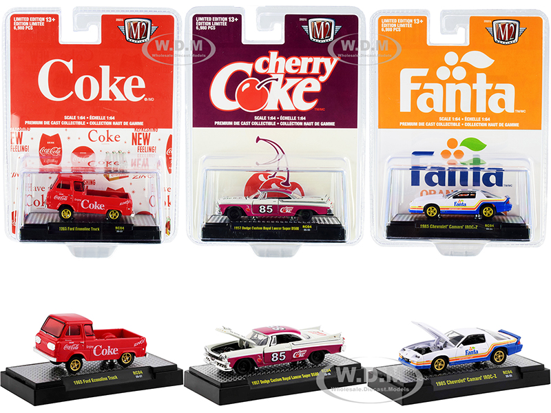 "Coca-Cola &amp; Fanta" Set of 3 pieces New Release Limited Edition to 6980 pieces Worldwide 1/64 Diecast Model Cars by M2 Machines