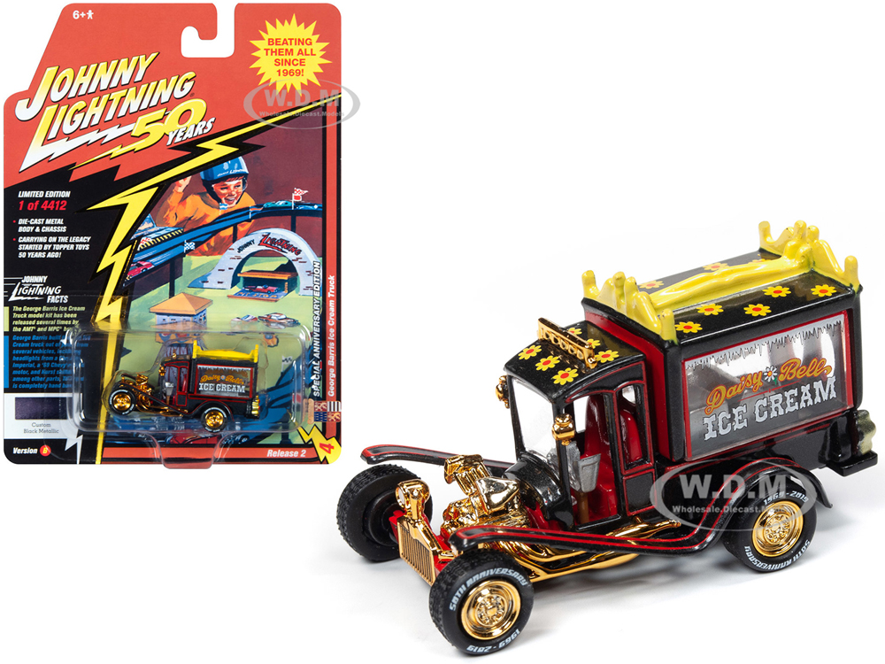 George Barris Ice Cream Truck "daisy Bell" Custom Black Metallic Limited Edition To 4412 Pieces Worldwide "johnny Lightning 50th Anniversary" 1/64 Di