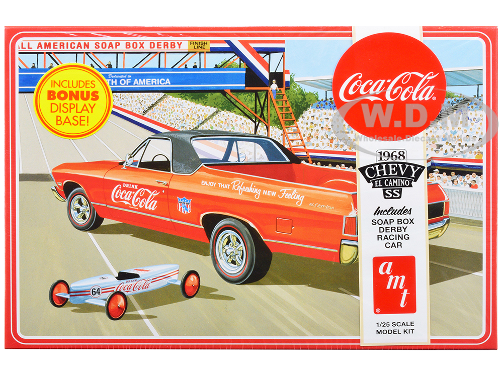 Skill 3 Model Kit 1968 Chevrolet El Camino SS and Soap Box Derby Racing Car 2 in 1 Kit "Coca-Cola" 1/25 Scale Model Car by AMT