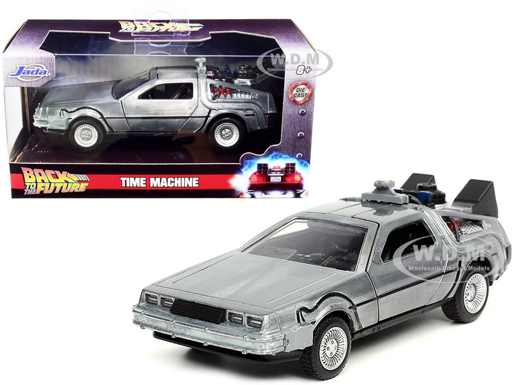 DeLorean DMC (Time Machine) Brushed Metal Back to the Future Part I (1985) Movie Hollywood Rides Series 1/32 Diecast Model Car by Jada