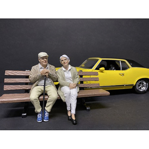Sitting Old Couple 2 piece Figurine Set for 1/18 Scale Models by American Diorama