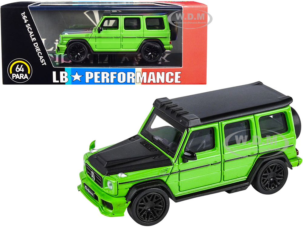 Mercedes-AMG G 63 LBWK Alien Green and Matt Black LB Performance 1/64 Diecast Model Car by Paragon Models