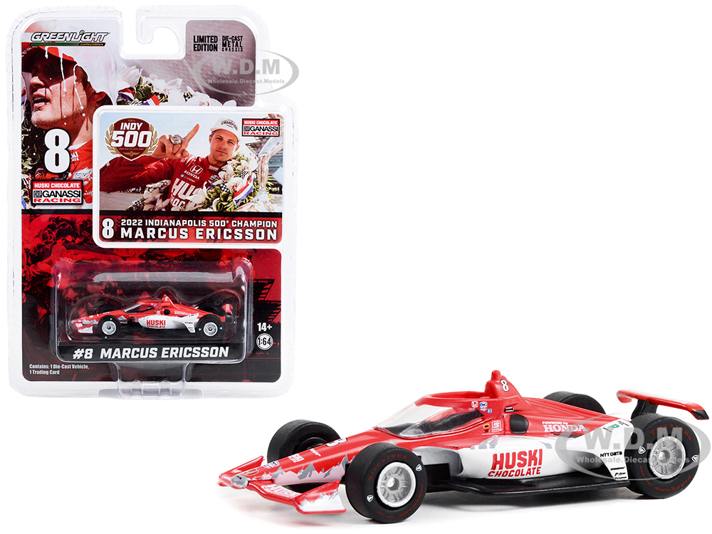 Dallara IndyCar 8 Marcus Ericsson "Huski Chocolate" Chip Ganassi Racing Champion "Indianapolis 500" (2022) 1/64 Diecast Model Car by Greenlight