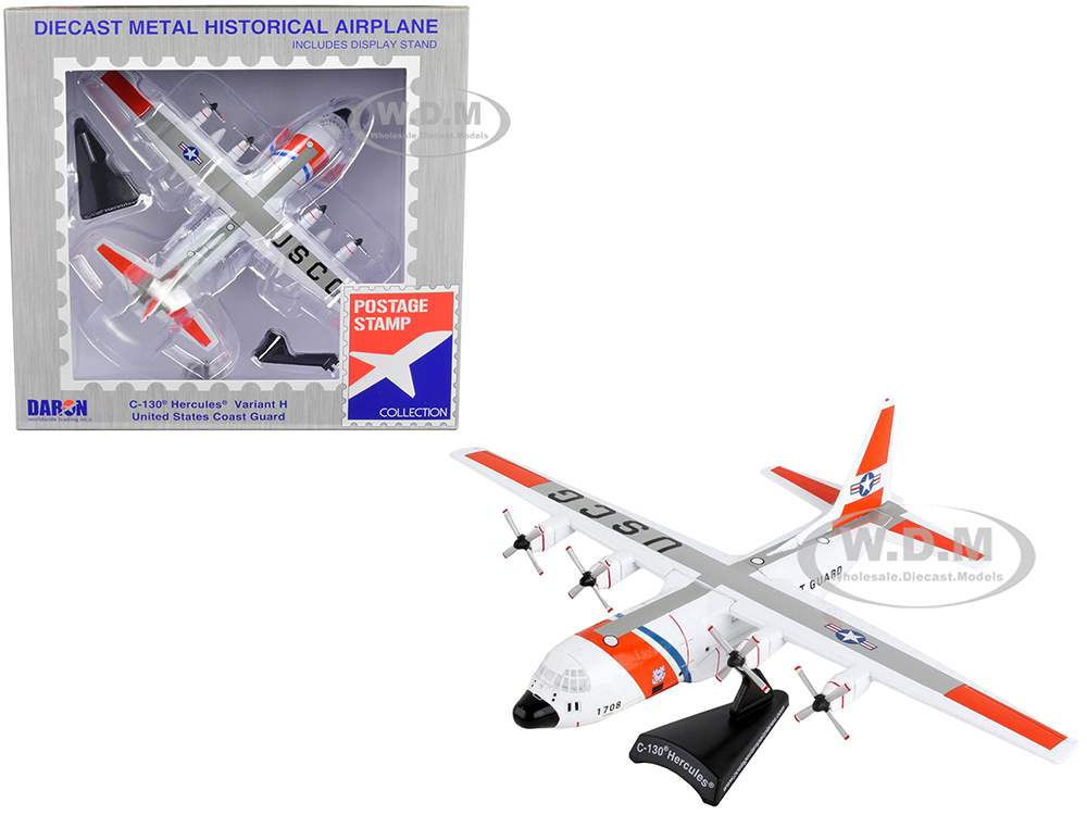 Lockheed C-130 Hercules Transport Aircraft Variant H - United States Coast Guard 1/200 Diecast Model Airplane By Postage Stamp