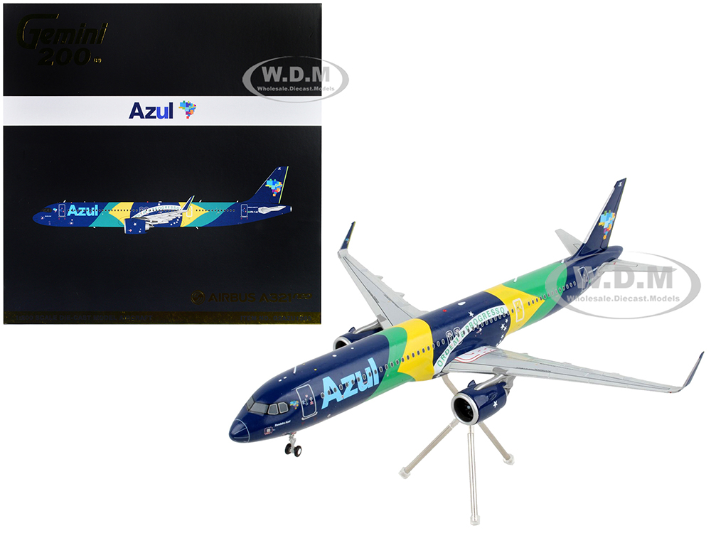 Airbus A321neo Commercial Aircraft "Azul Linhas Aereas" Dark Blue Brazil Flag Livery "Gemini 200" Series 1/200 Diecast Model Airplane by GeminiJets