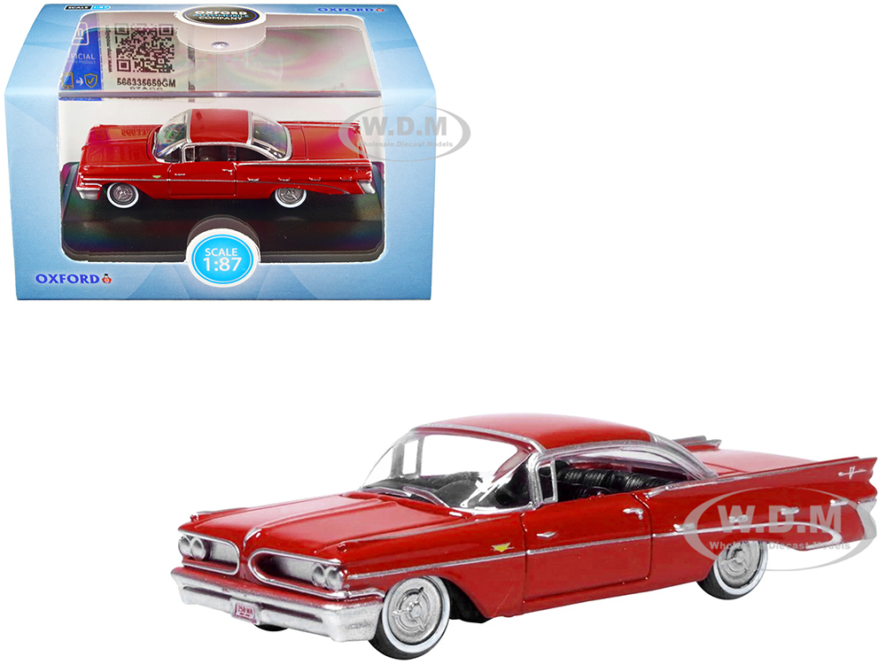 1959 Pontiac Bonneville Coupe Mandalay Red 1/87 (HO) Scale Diecast Model Car by Oxford Diecast