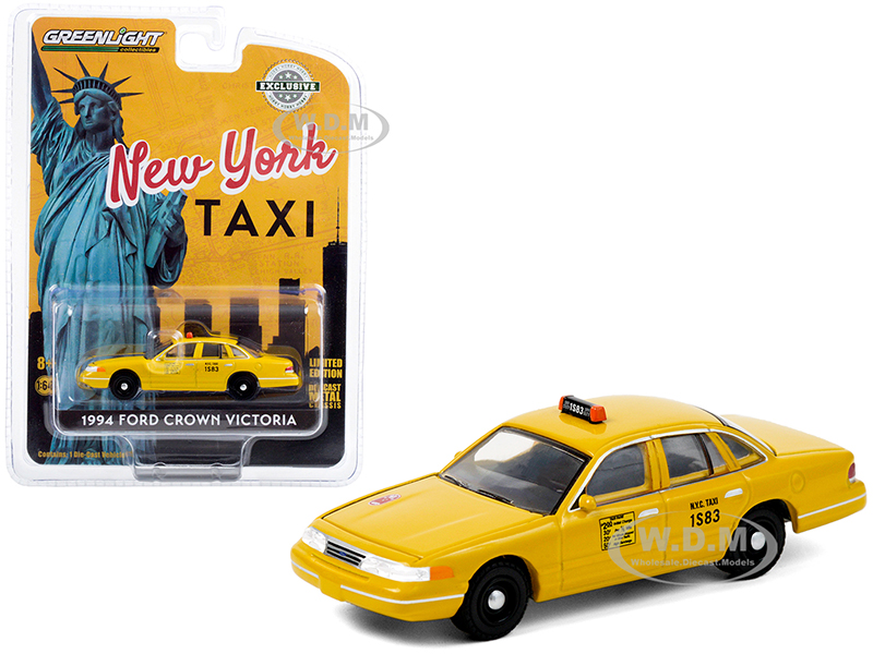1994 Ford Crown Victoria Yellow NYC Taxi (New York City) Hobby Exclusive 1/64 Diecast Model Car by Greenlight