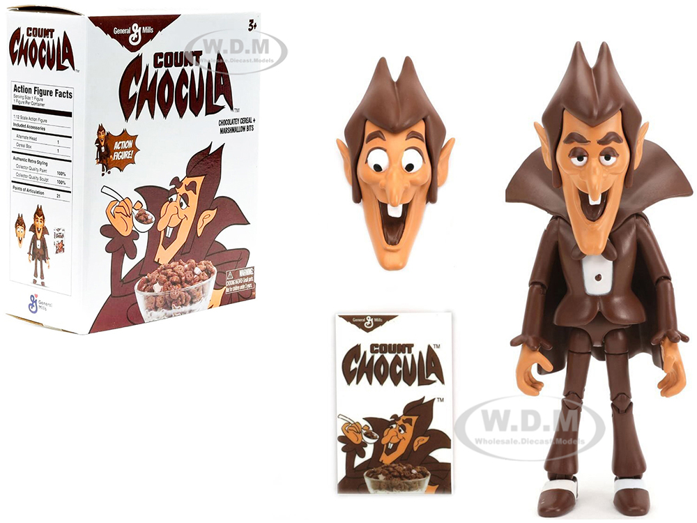 Count Chocula 6.5 Moveable Figurine with Alternate Head and Cereal Box General Mills 1/12 Scale by Jada