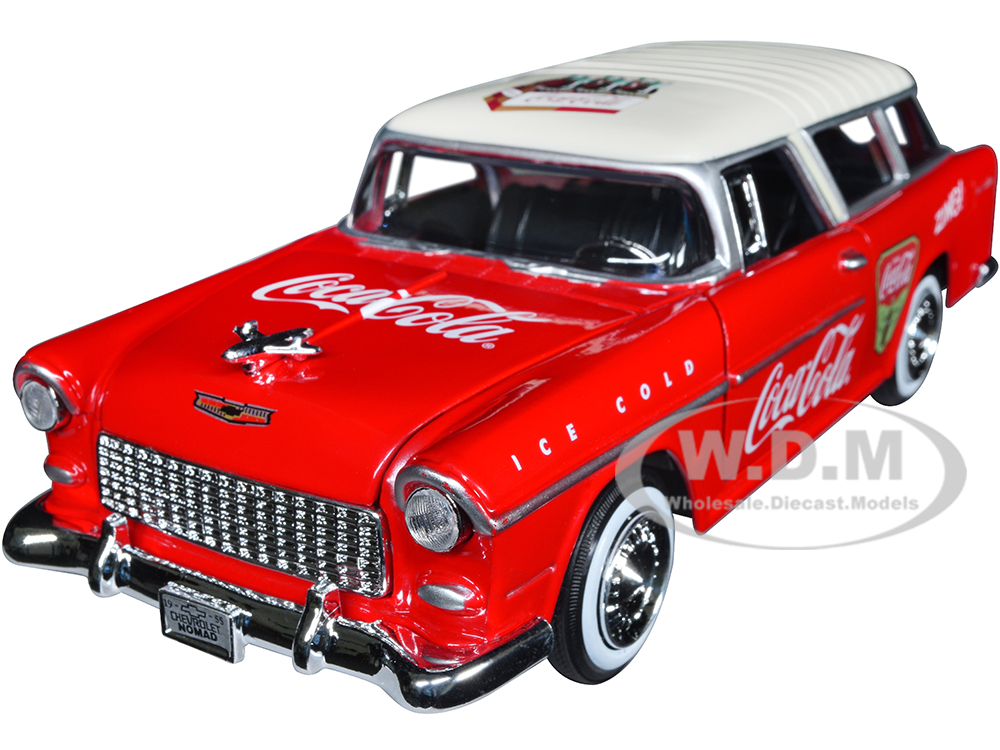 1955 Chevrolet Bel Air Nomad Red with White Top Coca-Cola 1/24 Diecast Model Car by Motor City Classics