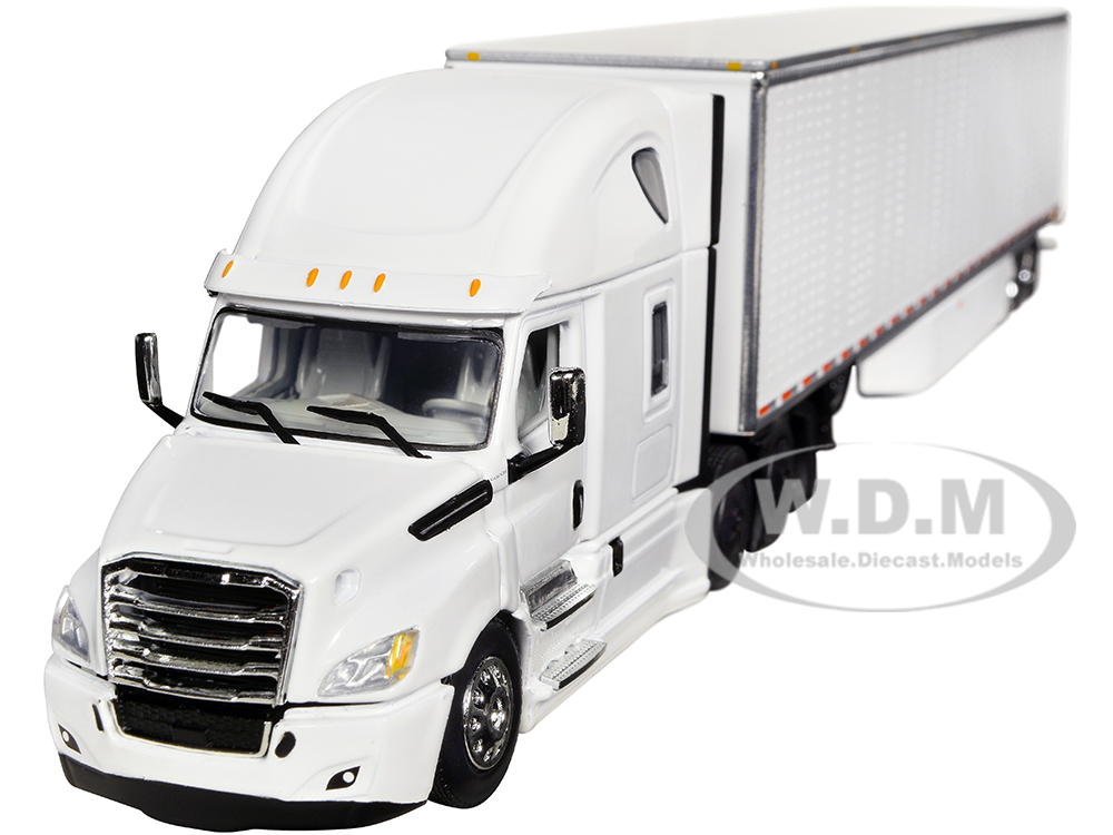 2018 Freightliner Cascadia High Roof Sleeper Cab with 53 Utility Trailer with Skirts White 1/64 Diecast Model by DCP/First Gear