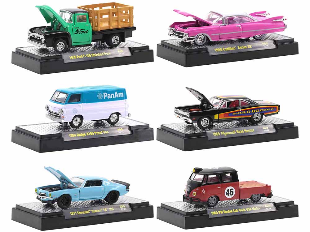 "Auto-Thentics" 6 piece Set Release 69 IN DISPLAY CASES Limited Edition to 8400 pieces Worldwide 1/64 Diecast Model Cars by M2 Machines