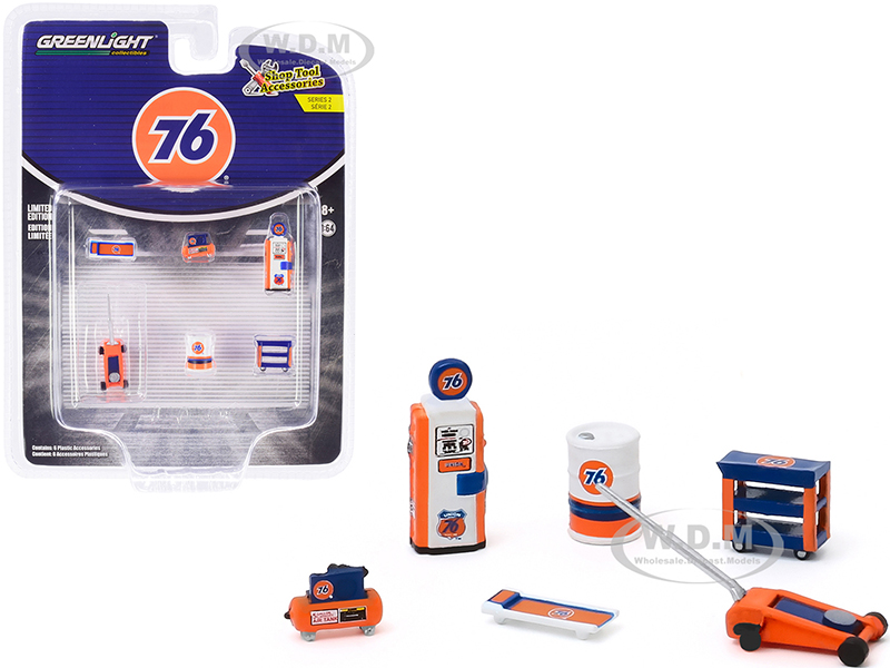 "Union 76" 6 piece Shop Tools Set "Shop Tool Accessories" Series 2 1/64 by Greenlight