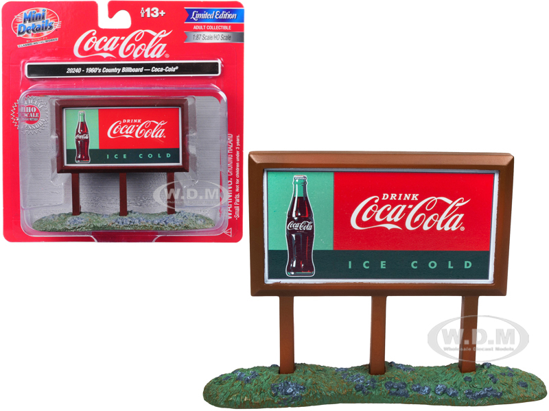 Image of 1960s Country Billboard "Coca-Cola" for 1/87 (HO) Scale Models by Classic Metal Works