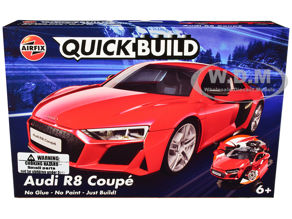 Skill 1 Model Kit Audi R8 Coupe Red Snap Together Painted Plastic Model Car Kit By Airfix Quickbuild