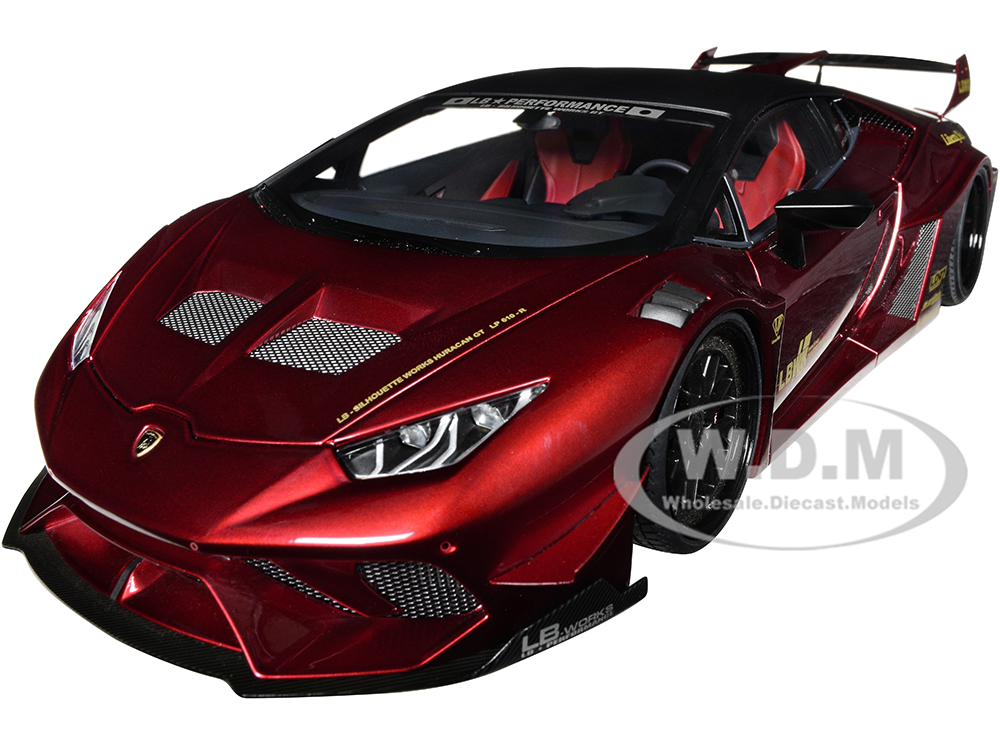 Lamborghini Huracan GT "LB-Silhouette Works" Hyper Red Metallic with Black Top 1/18 Model Car by Autoart