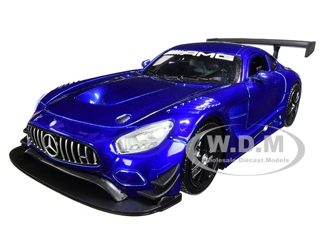 Mercedes AMG GT3 Bright Blue 1/24 Diecast Model Car by Motormax
