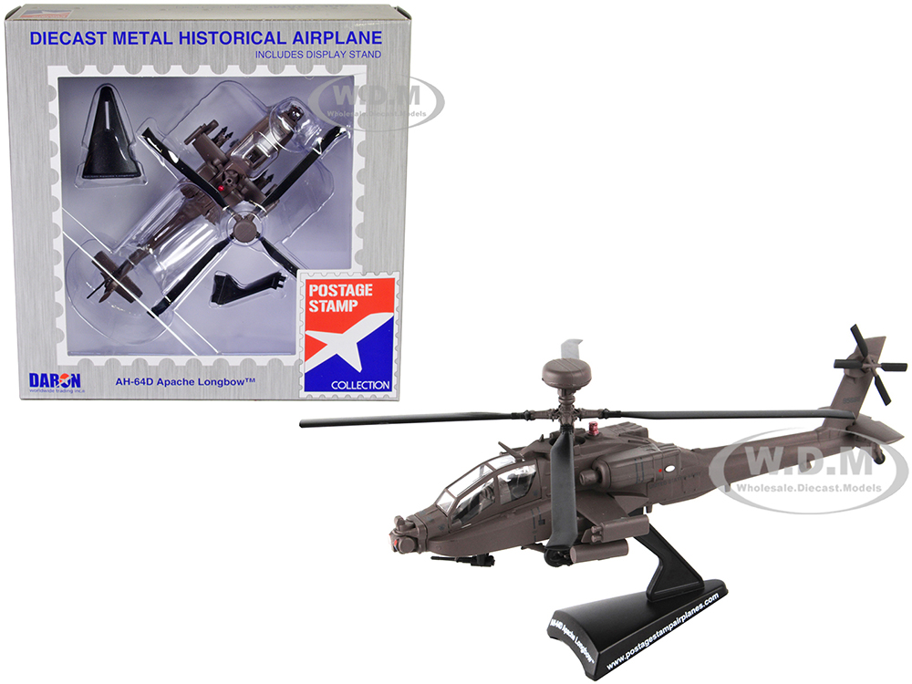 Boeing AH-64D Apache Longbow Helicopter United States Army 1/100 Diecast Model by Postage Stamp