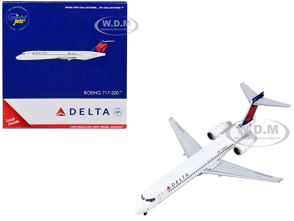 Boeing 717-200 Commercial Aircraft "Delta Airlines" White with Blue and Red Tail 1/400 Diecast Model Airplane by GeminiJets