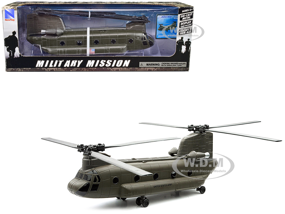 Boeing CH-47 Chinook Aircraft "United States Army" Olive Drab "Military Mission" Series 1/60 Diecast Model by New Ray
