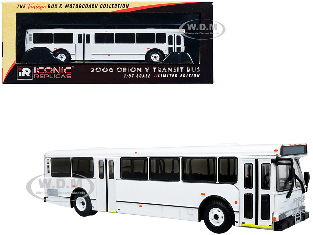 2006 Orion V Transit Bus Blank White Limited Edition The Vintage Bus and Motorcoach Collection 1/87 (HO) Diecast Model by Iconic Replicas
