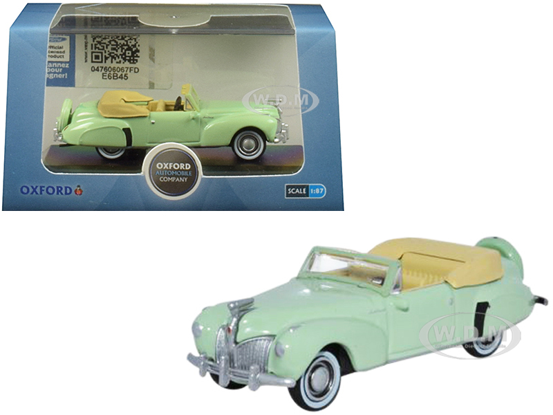 Image of 1941 Lincoln Continental Convertible Paradise Green 1/87 (HO) Scale Diecast Model Car by Oxford Diecast