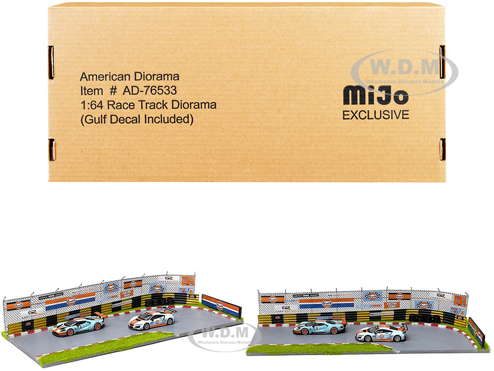 "Race Track Gulf Oil" Diorama with Decals for 1/64 Scale Models by American Diorama