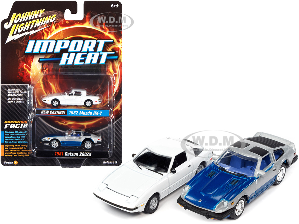 1982 Mazda RX-7 White and 1981 Datsun 280ZX Blue and Silver 